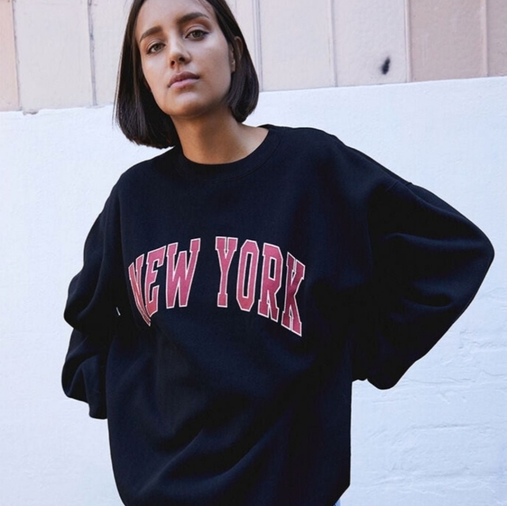 John Galt Black New York Crew Neck Sweat